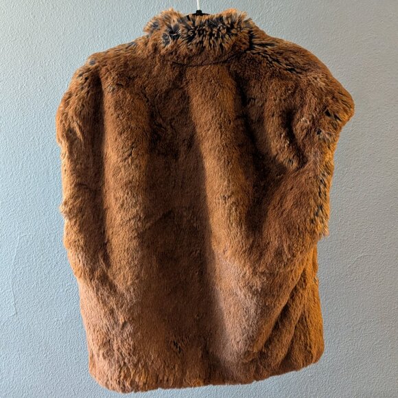Bird by Juicy Couture Cognac Brown Faux Fur Vest Women's Sz P - Picture 2 of 6